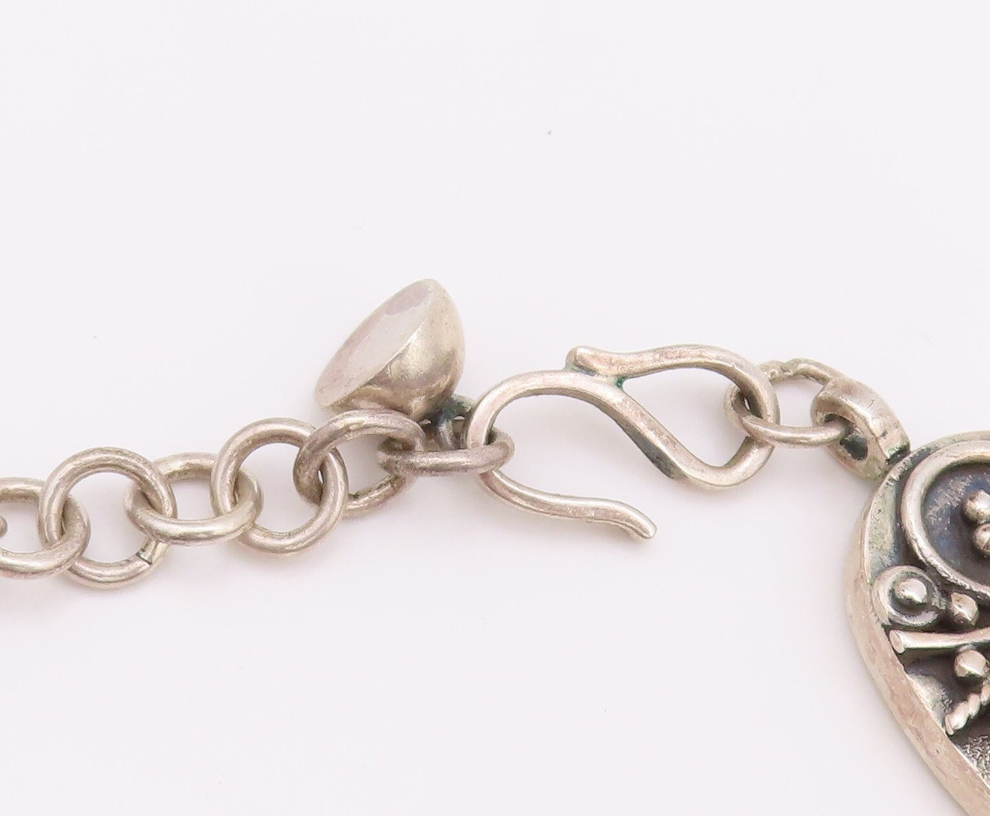 925 Sterling Silver Vintage Necklace Modernist Beaded Gemstone Chains  NE4348