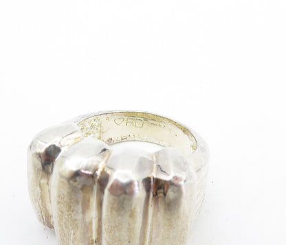 925 Sterling Silver Vintage Shiny Fluted Dome Design Band Ring Sz 9 RG7605