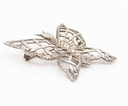 925 Sterling Silver Vintage Brooch Etched Openwork Butterfly Design Pin  BP12109
