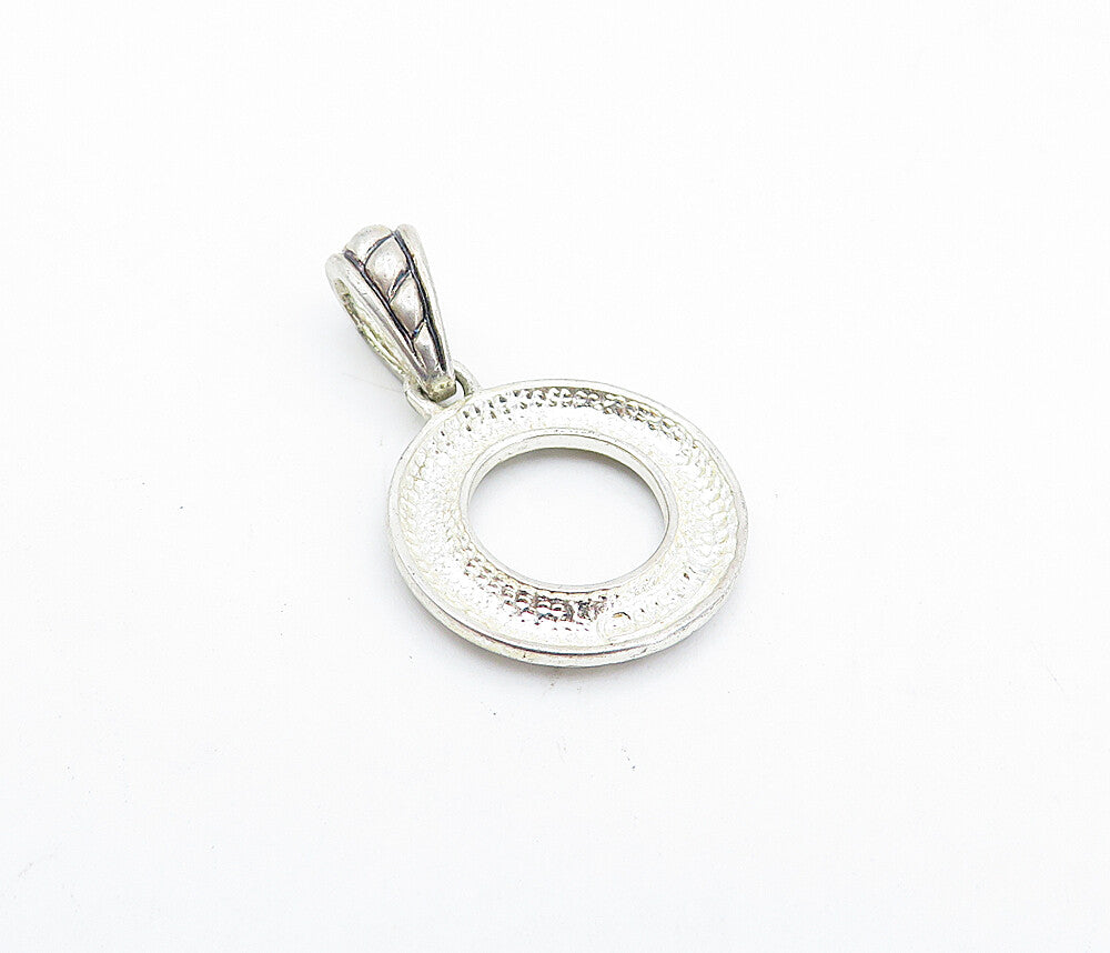 925 Sterling Silver  Vintage Petite Fluted Open Circle Drop Pendant  PT2959