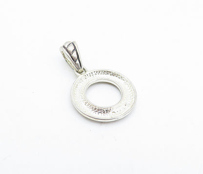 925 Sterling Silver  Vintage Petite Fluted Open Circle Drop Pendant  PT2959