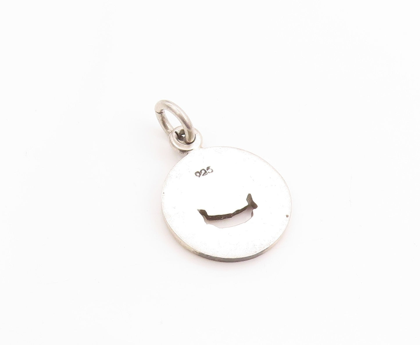 925 Sterling Silver Vintage Pendant Happiness Charm with Cut Out Smiley  PT24888