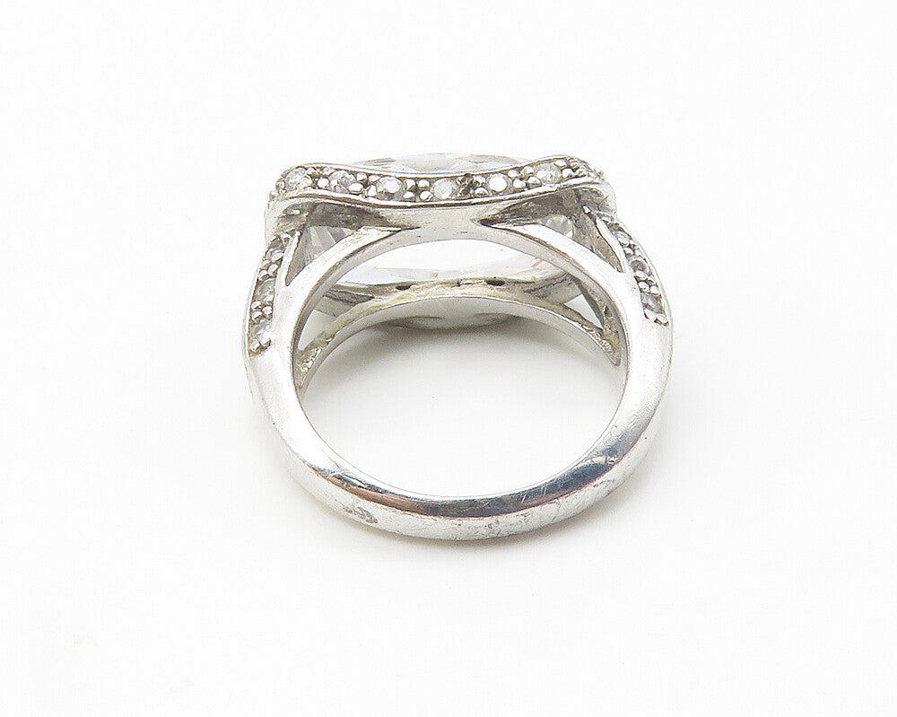 925 Sterling Silver  Sparkling Cubic Zirconia Square Band Ring Sz 5  RG10286