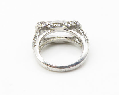 925 Sterling Silver  Sparkling Cubic Zirconia Square Band Ring Sz 5  RG10286