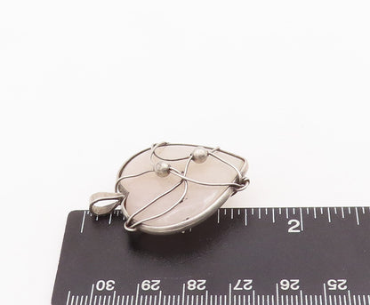 925 Sterling Silver Vintage Pendant Caged Heat Shape Gemstone  PT23398