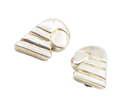 ELECTROFORMED 925 Silver Vintage Modernist Hollow Non Pierce Earrings EG4683