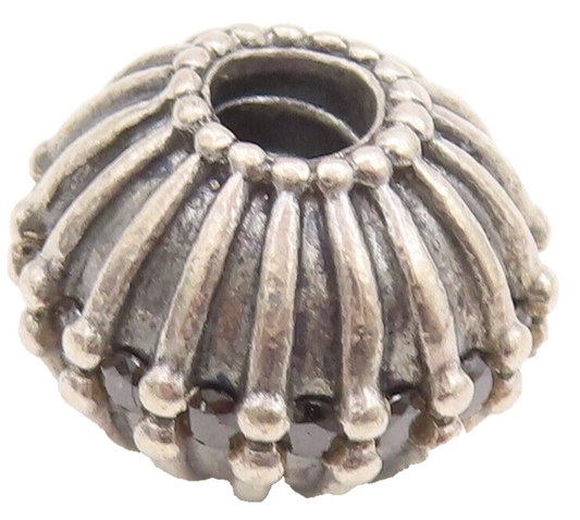 925 Sterling Silver Vintage Pendant PANDORA Solid Carved Beaded Bead  PT22758