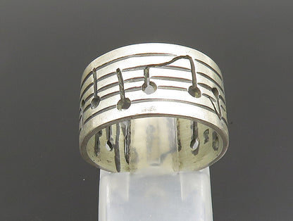 925 Sterling Silver  Vintage Open Musical Notes Band Ring Sz 7  RG24629