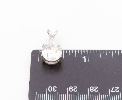 925 Sterling Silver  Vintage Shiny Pear Shape Cubic Zirconia Pendant  PT19752
