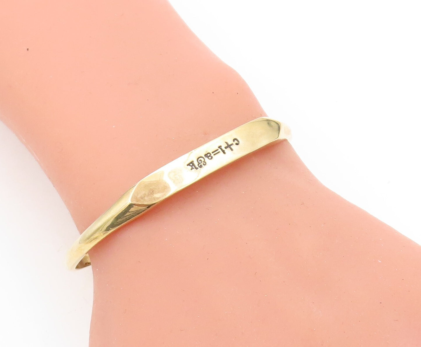 925 Sterling Silver Vintage Bracelet Gold Plated Designer Etched Cuff  BT10948