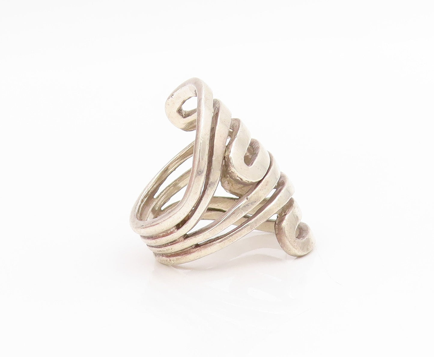 925 Sterling Silver Vintage Ring SILPADA Modernist Coil Maze  Sz 7.5  RG34388