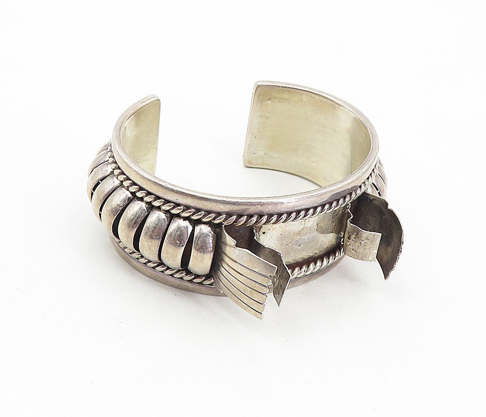 TOM CHARLEY NAVAJO 925 Sterling Silver Vintage Fluted Watch Cuff  TR1382