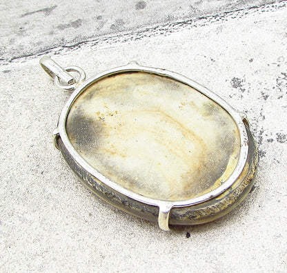 925 Sterling Silver  Vintage Cabochon Cut Gemstone Drop Pendant  PT1653
