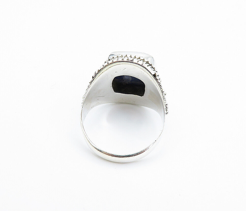 925 Sterling Silver  Sapphire Shiny Rope Twist Cocktail Ring Sz 8  RG7895