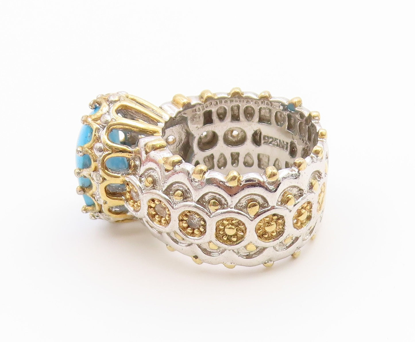 925 Sterling Silver Vintage Ring MICHAEL VALITUTTI Turquoise & CZ  Sz 6  RG36687