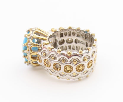 925 Sterling Silver Vintage Ring MICHAEL VALITUTTI Turquoise & CZ  Sz 6  RG36687