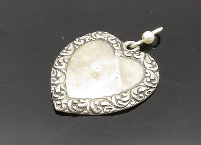 925 Sterling Silver  Vintage Petite Pearl Bordered Love Heart Pendant  PT16469
