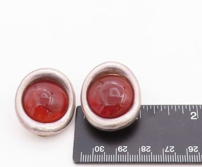 925 Sterling Silver Vintage Earrings BAT AMI ISRAEL Designer Carnelian  EG13228