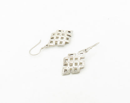 925 Sterling Silver  Vintage Shiny Infinity Knot Dangle Earrings  EG9255