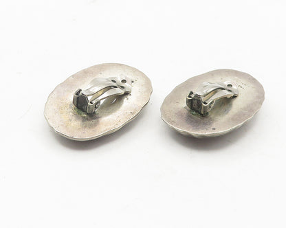 MEXICO 925 Sterling Silver  Vintage Oval Swirl Non Pierce Earrings  EG6029