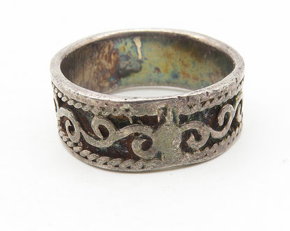 925 Sterling Silver  Vintage Dark Tone Swirl Vine Band Ring Sz 6.5  RG11271