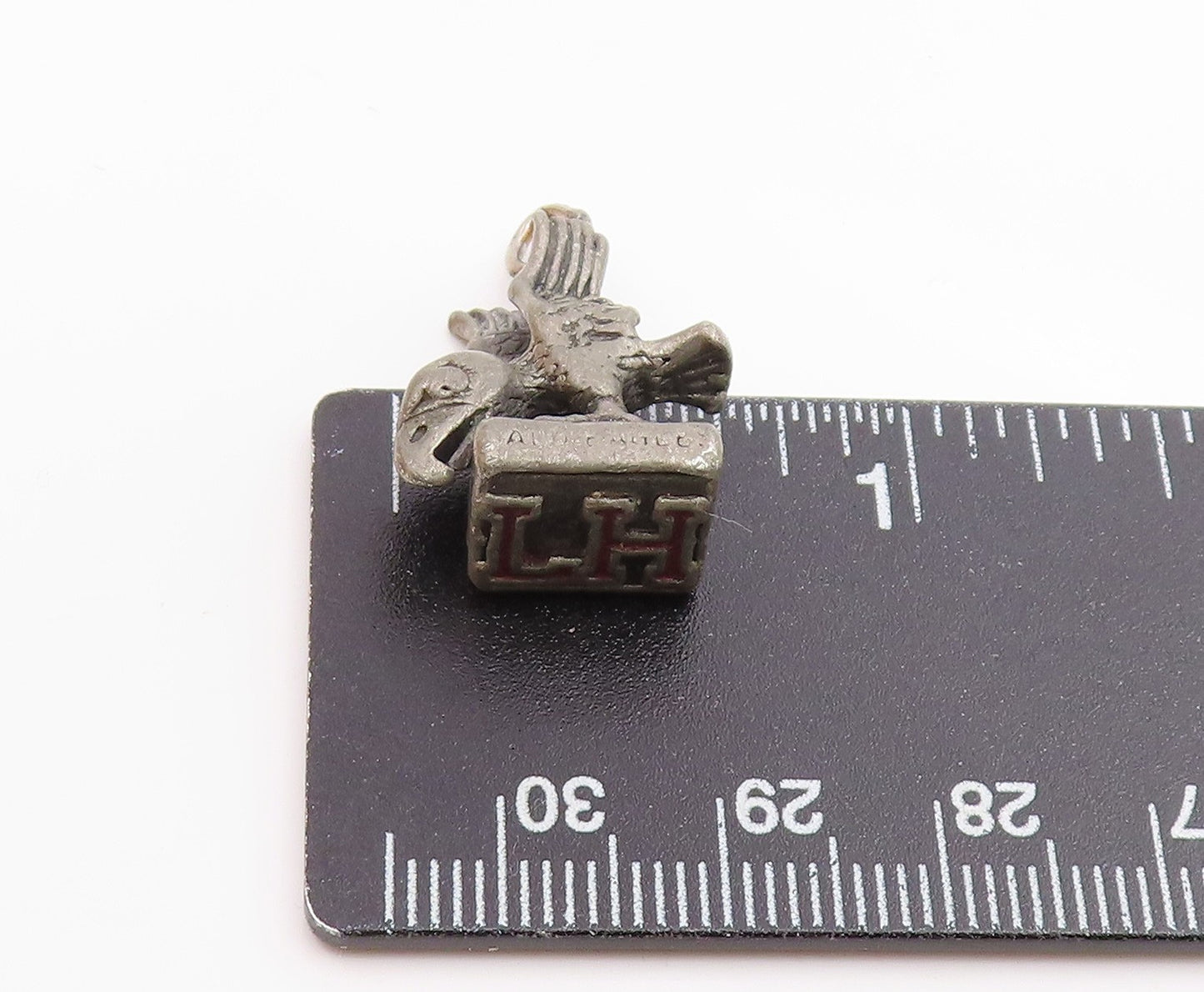925 Sterling Silver Vintage Dark Tone Petite Bird Statue Pendant  PT15966