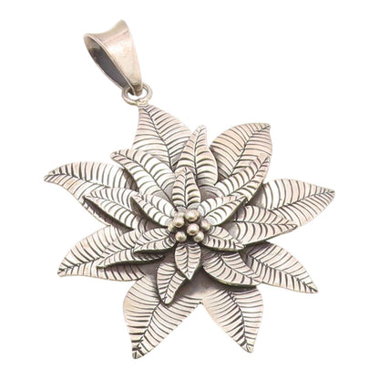 925 Sterling Silver Vintage Pendant Classic Etched Floral Petal Blossom  PT26019