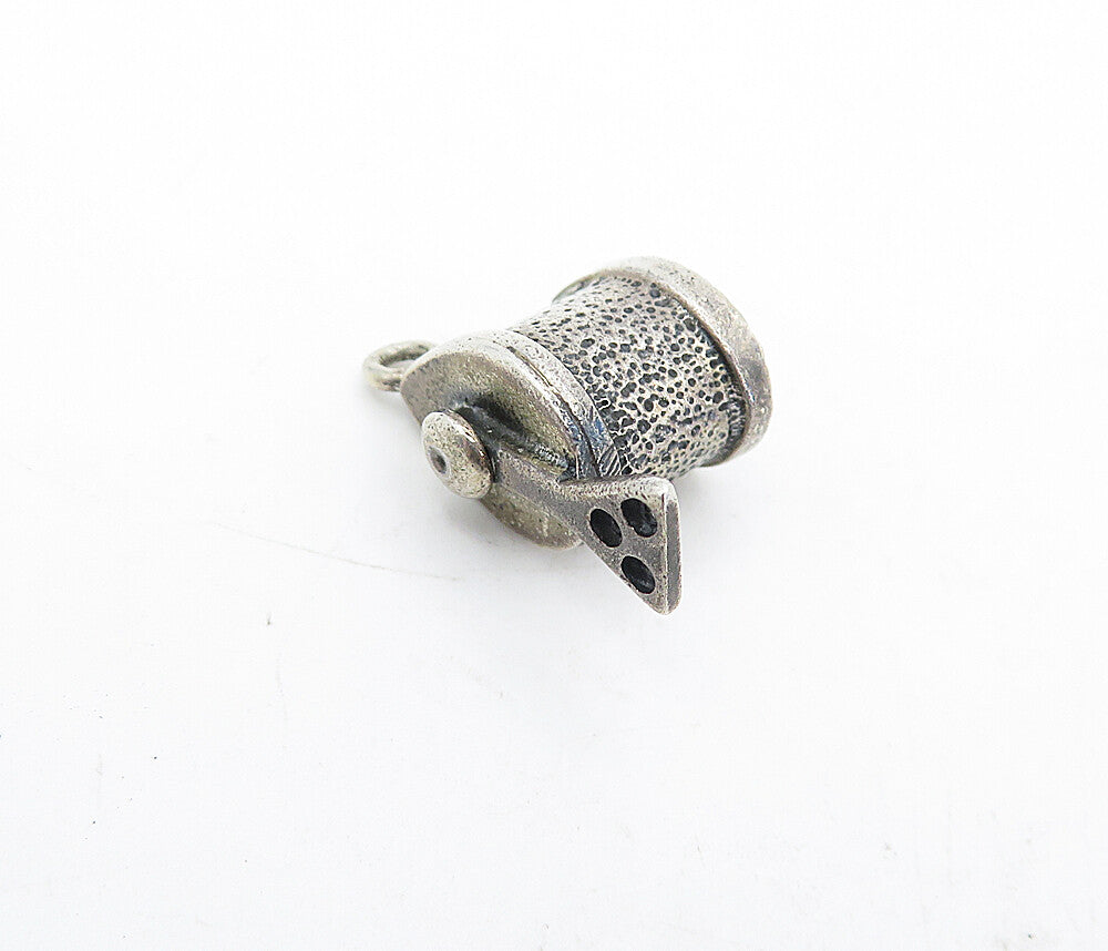 925 Sterling Silver  Vintage Petite Dark Tone Spinning Handle Pendant  PT3497