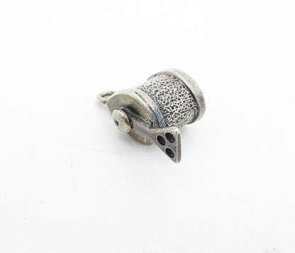 925 Sterling Silver  Vintage Petite Dark Tone Spinning Handle Pendant  PT3497