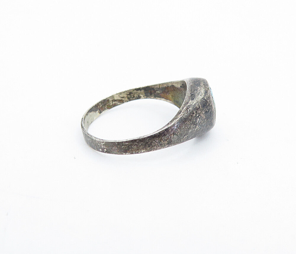 925 Silver Vintage Turquoise Petite Band Ring Sz 5.5 RG6081