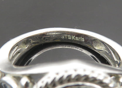 KARIS 925 Sterling Silver  Vintage Faceted Black Spinel Band Ring Sz 7 RG22304