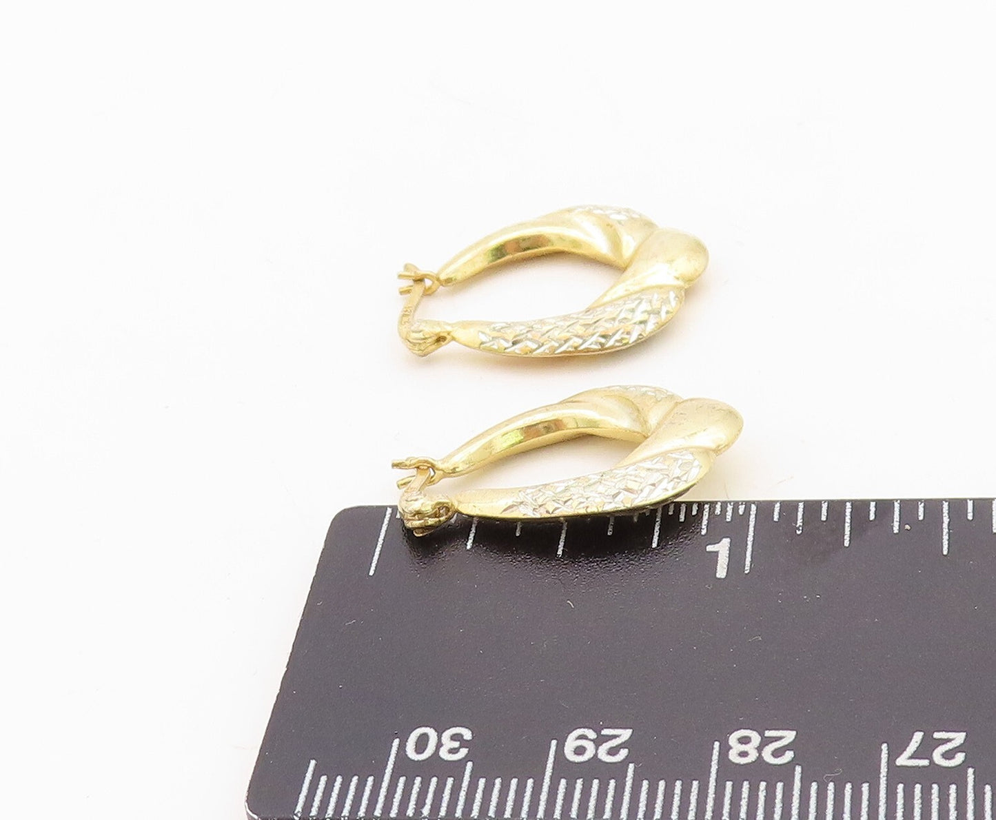 925 Sterling Silver Vintage Earrings Gold Plated Designer Carved Hoops  EG13221