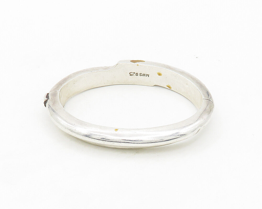 MWS 925 Sterling Silver  Vintage Shiny Bypass Design Bangle Bracelet  BT7029