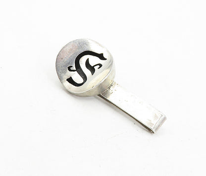 AA MEXICO 925 Silver  Vintage Dark Tone S Initial Cutout Tie Clip  TR1387