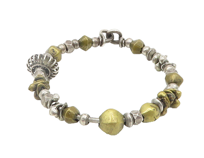 925 Sterling Silver  Vintage Two Tone Beaded Pattern Bangle Bracelet  BT7866