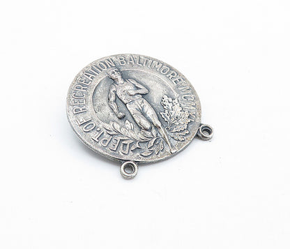 925 Sterling Silver  Vintage Antique Recreation Baltimore Brooch Pin  BP2689
