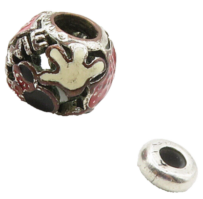 PANDORA 925 Sterling Silver  Vintage 2 Pcs Enamel Detail Charm Beads  TR2229