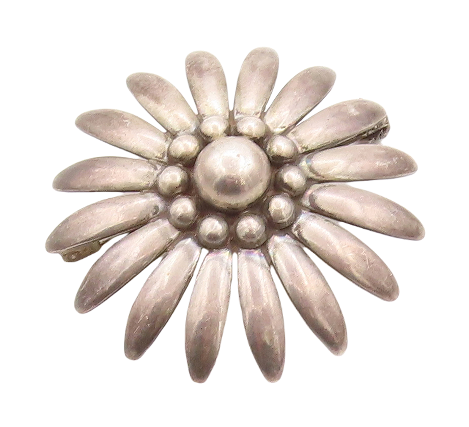 925 Sterling Silver Vintage Brooch Pin HERMANN SIERSBOL DENMARK Flower  BP11308