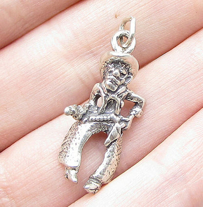 925 Sterling Silver Vintage Cowboy 3D Charm Pendant  PT1082