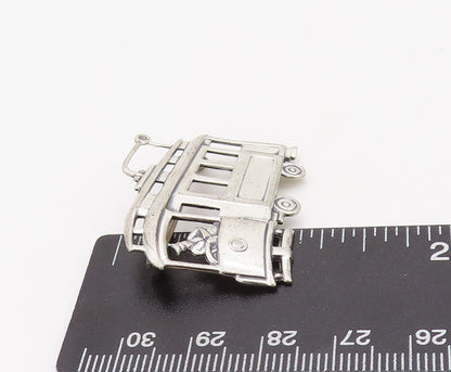 925 Sterling Silver Vintage Brooch Pin Solid Cutout Bus With Driver  BP11248