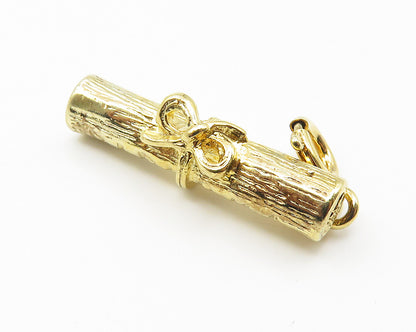 925 Sterling Silver  Shiny Gold Plated Tied Graduation Diploma Pendant  PT8504
