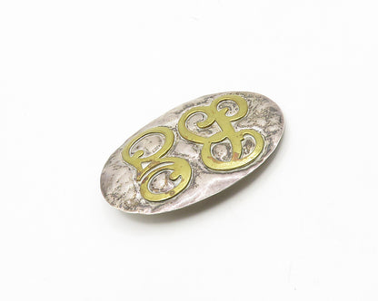 LOUIS BOOTH 925 Sterling Silver  Vintage 2 Tone Hammered  Brooch Pin  BP7358