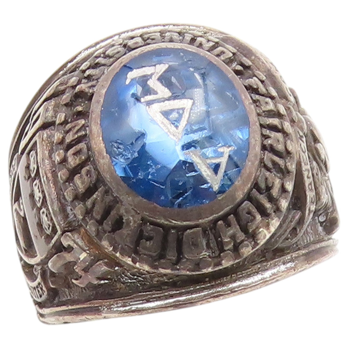 925 Sterling Silver Vintage Ring CZ Fairleigh Dickinson Class  Sz 9.5  RG36800