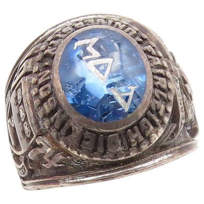 925 Sterling Silver Vintage Ring CZ Fairleigh Dickinson Class  Sz 9.5  RG36800