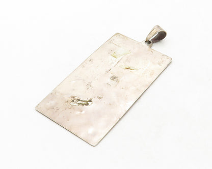MEXICO 925 Silver  Vintage Oxidized Traditional Figure Square Pendant  PT10452