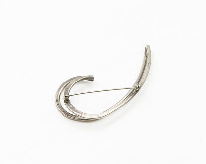 MEXICO 925 Sterling Silver  Vintage Dark Tone Smooth Swirl Brooch Pin  BP6893