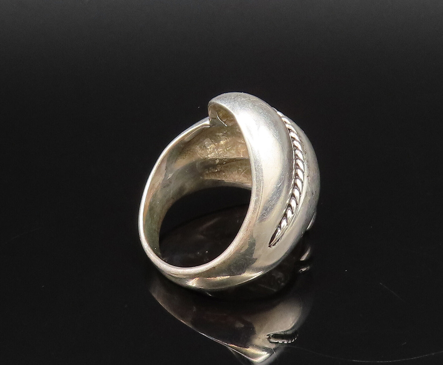 ESPO SIG 925 Sterling Silver Vintage Scalloped Rope Twist Dome Ring Sz 8 RG26063