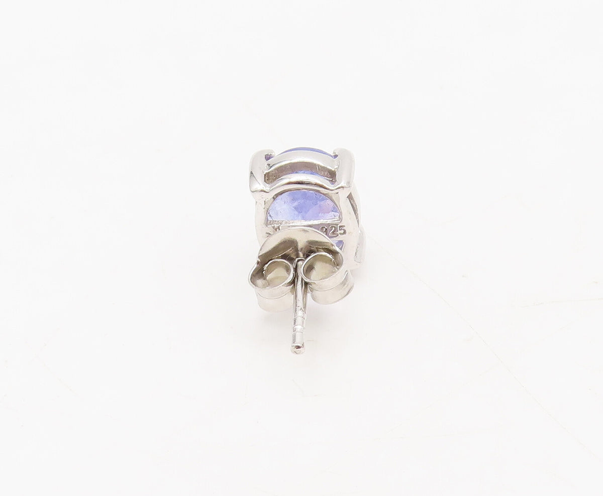 925 Sterling Silver  Vintage Minimalist Oval Tanzanite Stud Earrings  EG12711