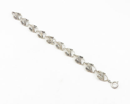 925 Sterling Silver  Vintage Shiny Rope Twist Wrapped Chain Bracelet  BT4579