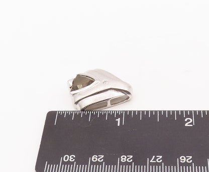 925 Sterling Silver Vintage Pendant Carved Shirt With Citrine & CZ  PT23389
